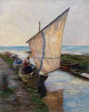 Segelboot, Holland by Alexander Koester Oil Painting
