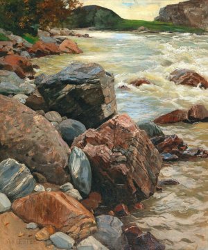 The Eisack In South Tyrol by Alexander Koester Oil Painting