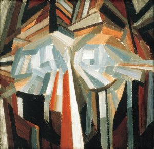 Cubist Head by Alexander Konstantinovich Bogomazov Oil Painting