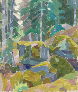 Landscape With Trees by Alexander Konstantinovich Bogomazov Oil Painting