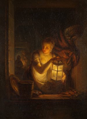 A Woman with A Lantern by Alexander Laureus Oil Painting