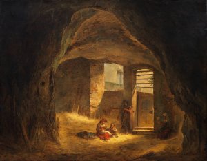 Italian Peasants in a Grotto by Alexander Laureus Oil Painting