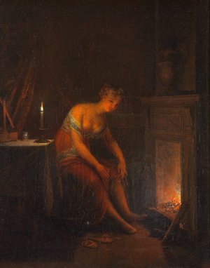 Lady Tying her Garter by Alexander Laureus Oil Painting