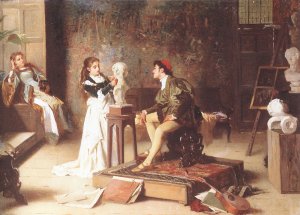 The Young Sculptress by Alexander M. Rossi Oil Painting