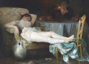After The Masquerade by Alexander Nikanorovich Novoskoltsev Oil Painting