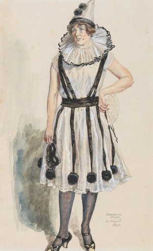 Dame in Kostum der Columbine by Alexander Pock Oil Painting