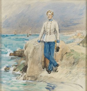 Osterreichischer Offizier an der Adria Oil painting by Alexander Pock