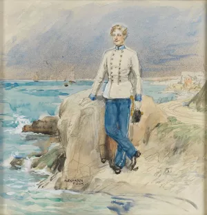 Osterreichischer Offizier an der Adria by Alexander Pock Oil Painting