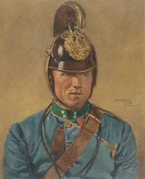 Portrat eines Dragonerkorporals by Alexander Pock Oil Painting