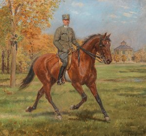 Soldat zu Pferd vor dem Lusthaus im Prater by Alexander Pock Oil Painting