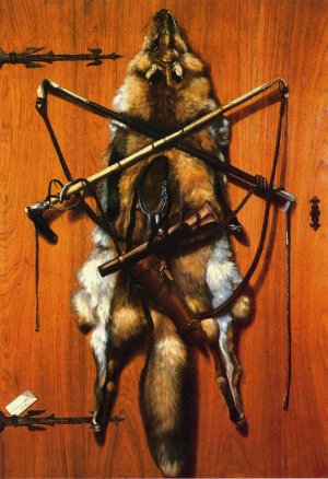Still Life: Hunting Trophies - Red Fox Skin by Alexander Pope Oil Painting