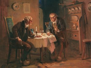 Die Diskussion by Alexander Rosell Oil Painting
