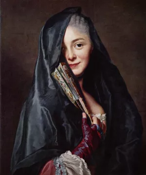 The Lady with a Fan (The Artist's Wife) Oil painting by Alexander Roslin