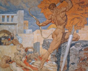 Apollo, sending out the plague arrows by Alexander Rothaug Oil Painting