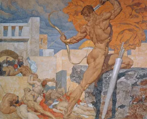 Apollo, sending out the plague arrows by Alexander Rothaug Oil Painting
