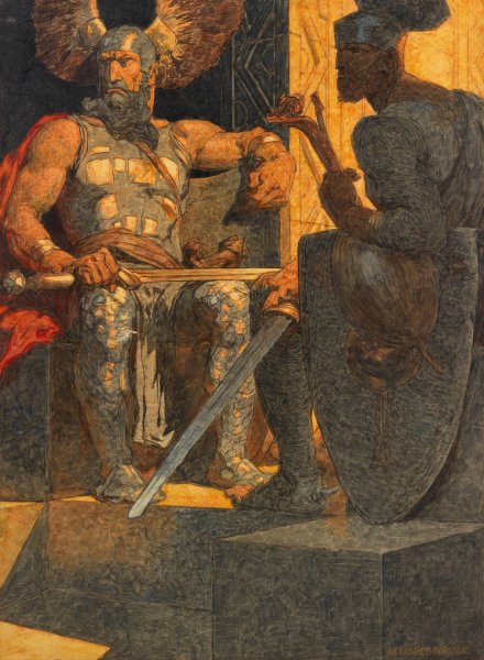 Der grimmige Hagen  by Alexander Rothaug - Hand-Painted Oil Painting Reproduction
