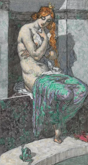 Illustration from the 'The Frog King' Oil painting by Alexander Rothaug