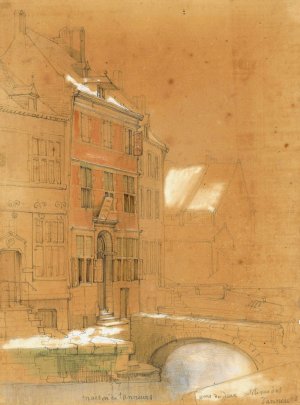 Huis van leerlooiers te Maastricht by Alexander Schaepkens Oil Painting