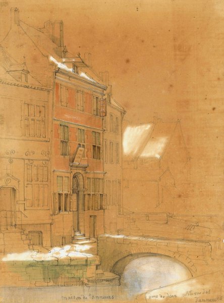 Huis van leerlooiers te Maastricht  by Alexander Schaepkens - Hand-Painted Oil Painting Reproduction