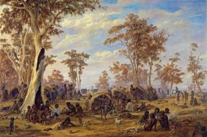 Adelaide, a tribe of natives on the banks of the river Torrens by Alexander Schramm Oil Painting