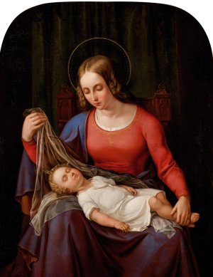 Madonna and Child by Alexander Schramm Oil Painting