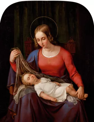 Madonna and Child by Alexander Schramm Oil Painting