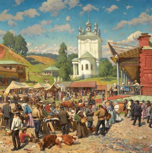 Market Day In Plyos by Alexander Vladimirovich Makovsky Oil Painting