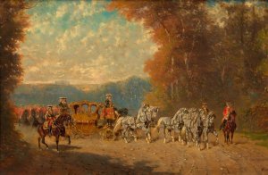 Ausfahrt eines Hofgalawagens mit Garde by Alexander Von Bensa Oil Painting