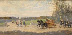 Ausfahrt vor dem Schloss by Alexander Von Bensa Oil Painting