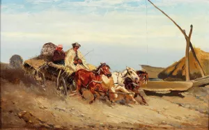Heimfahrt der ungarischen Bauern Oil painting by Alexander Von Bensa