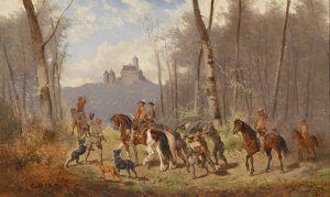 Heimkehr nach der Barenjagd by Alexander Von Bensa Oil Painting