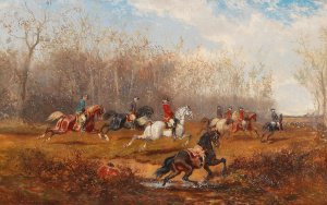 Hunting Party by Alexander Von Bensa Oil Painting