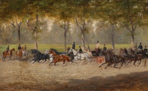 Kutschenrennen by Alexander Von Bensa Oil Painting