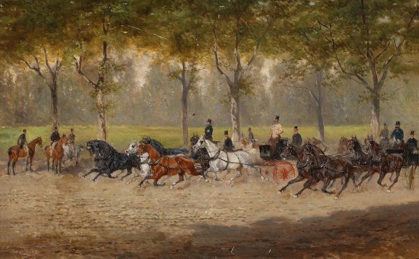 Main Product Photo of Kutschenrennen Painting by Alexander Von Bensa