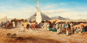 Markttag in einem ungarischen Dorf by Alexander Von Bensa Oil Painting