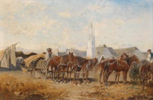 Markttag in Szolnok by Alexander Von Bensa Oil Painting