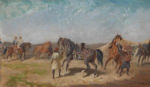Nordafrikanisches Reiterlager by Alexander Von Bensa Oil Painting