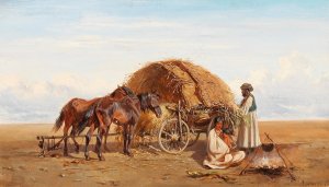 Resting in the puszta by Alexander Von Bensa Oil Painting