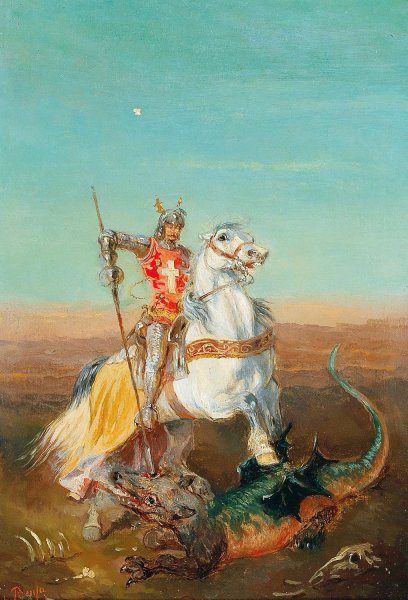 Main Product Photo of St George And The Dragon Painting by Alexander Von Bensa