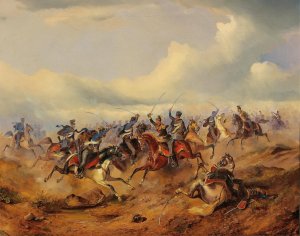 Szene aus der Ungarischen Revolution Ulanen by Alexander Von Bensa Oil Painting