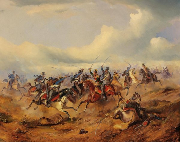 Main Product Photo of Szene aus der Ungarischen Revolution Ulanen Painting by Alexander Von Bensa