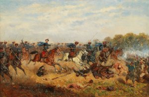 The Charge of the 'Trani' Uhlans in the Battle of Custoza by Alexander Von Bensa Oil Painting