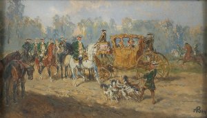 The Hunting Party by Alexander Von Bensa Oil Painting
