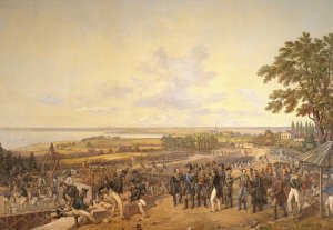 King Carl XIV Johan of Sweden Visiting the Canal Locks at Berg in 1819 by Alexander Wetterling Oil Painting