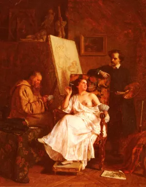 Scene D'Atelier by Alexandre Antigna Oil Painting
