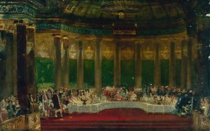 Le repas de mariage de Napoleon Ier aux Tuileries, le 2 avril 1810 by Alexandre Benoit Jean Dufay Oil Painting