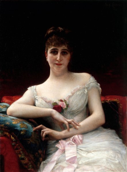 Portrait de Madame Edouard Herve  by Alexandre Cabanel - Hand-Painted Oil Painting Reproduction
