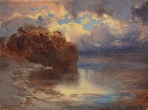 Bord De Lac Et Massif D'arbres by Alexandre Calame Oil Painting
