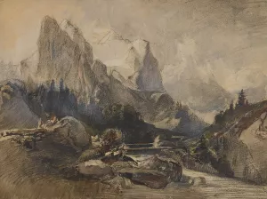 Das Wetterhorn im Berner Oberland by Alexandre Calame Oil Painting