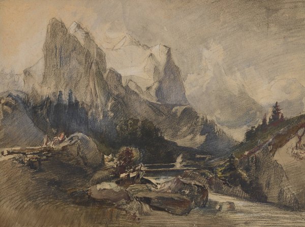 Main Product Photo of Das Wetterhorn im Berner Oberland Painting by Alexandre Calame